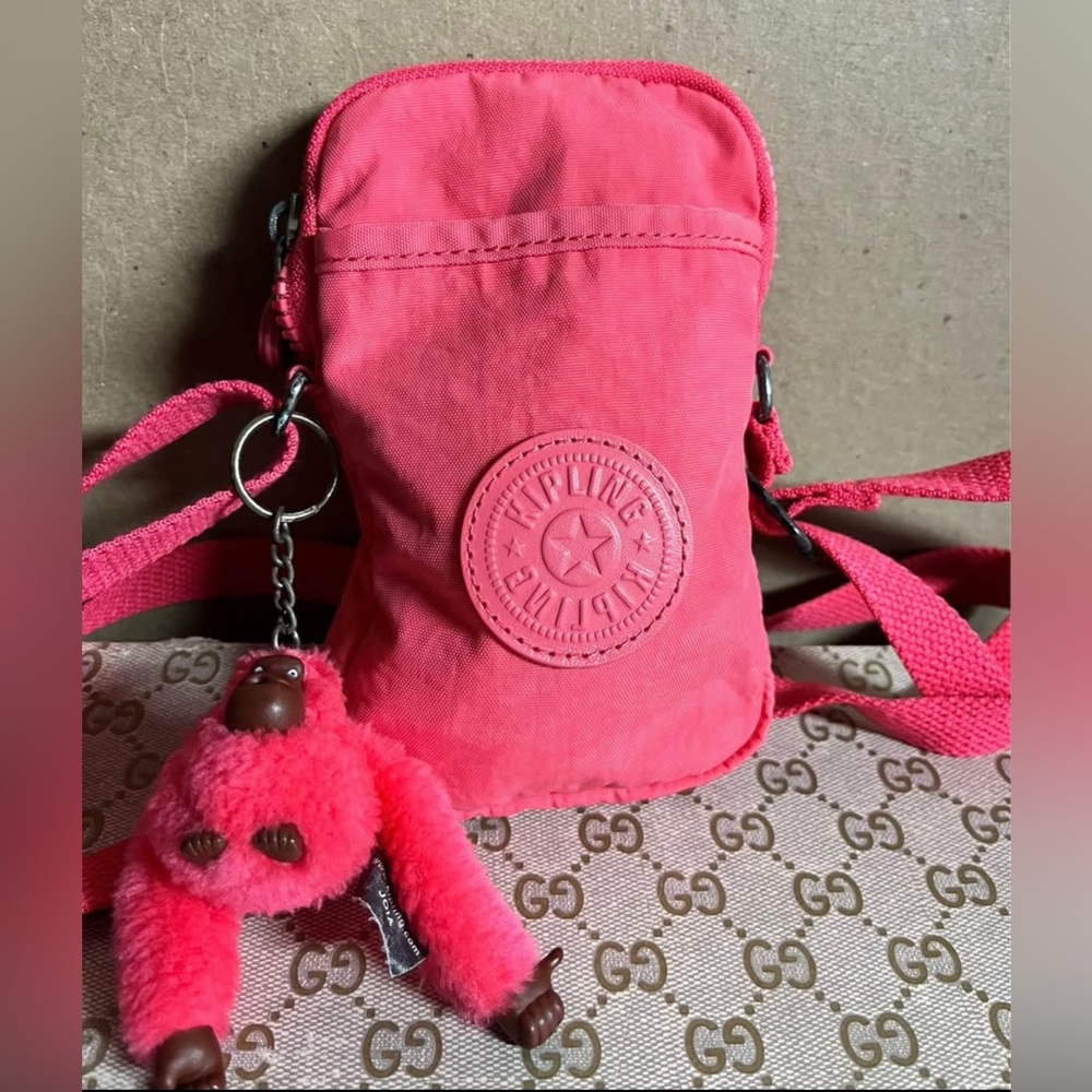 KIPLING WOMENS CROSSBODY SHOULDER BAG MONKEY KEYCHAIN PINK FUSCIA COLOR